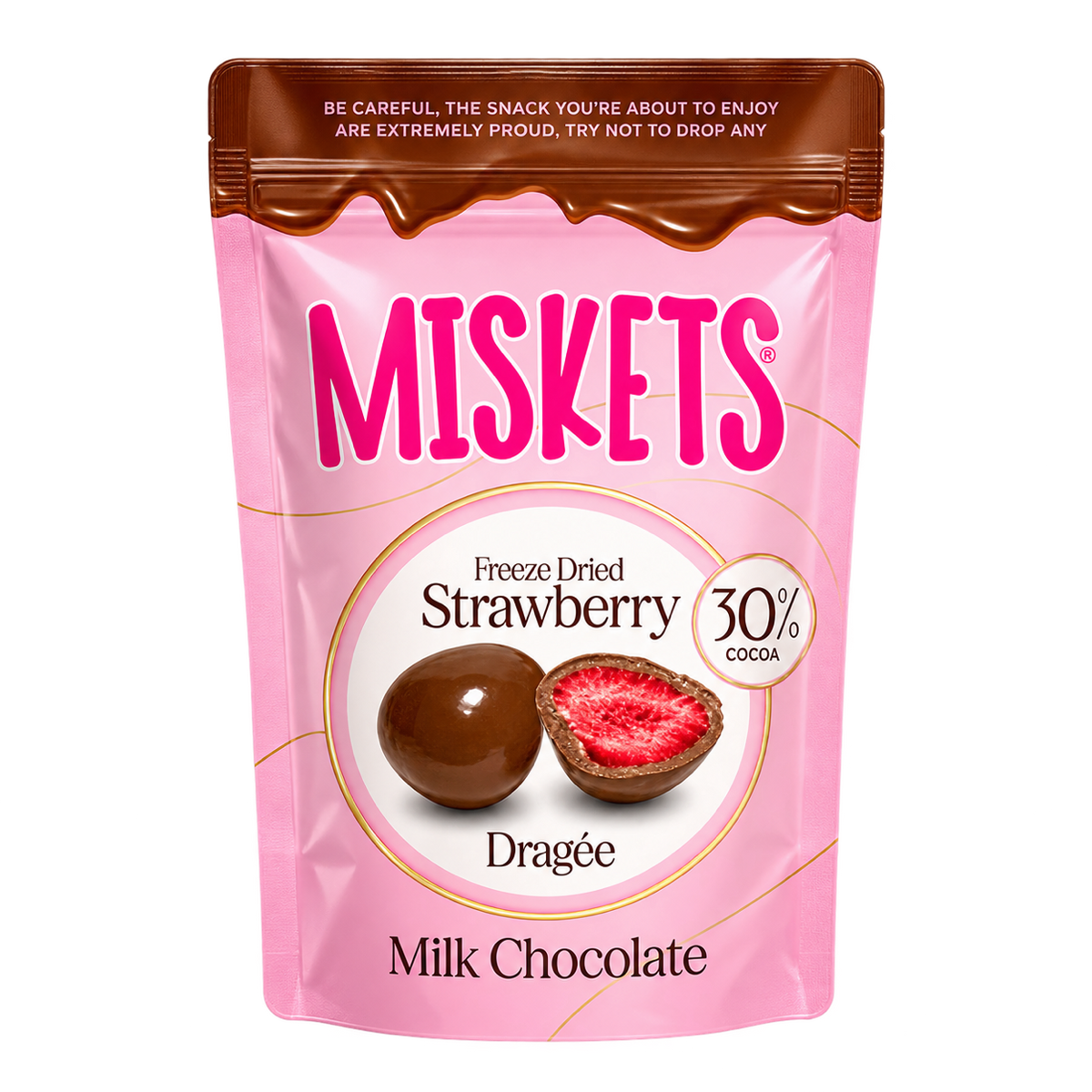 MISKETS FREEZE DRIED STRAWBERRY DRAGEE MILK CHOCOLATE 60 G