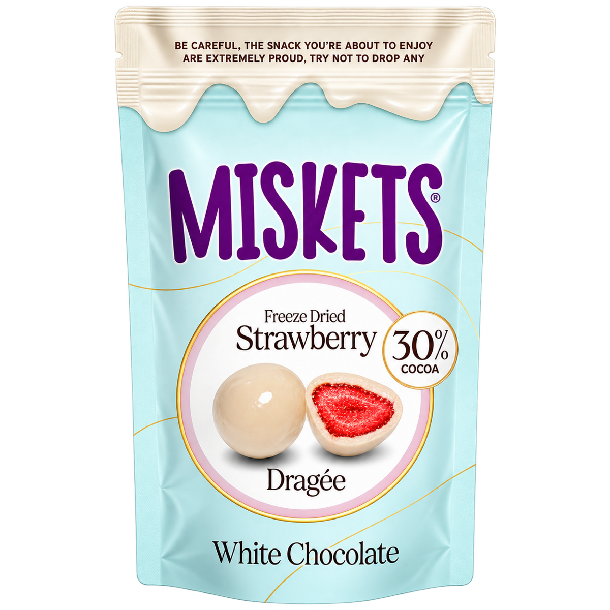 MISKETS FREEZE DRIED STRAWBERRY DRAGEE WHITE CHOCOLATE 80 G