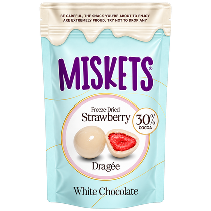 MISKETS FREEZE DRIED STRAWBERRY DRAGEE WHITE CHOCOLATE 80 G