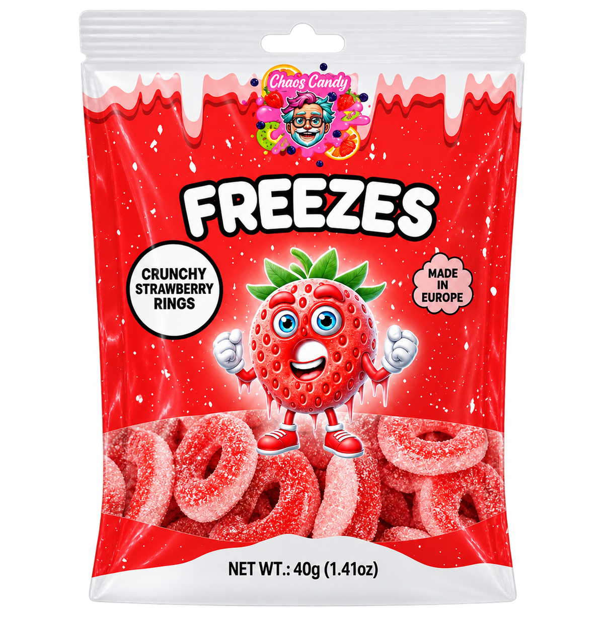 CHAOS CANDY FREEZE DRIED STRAWBERRY RINGS 50G