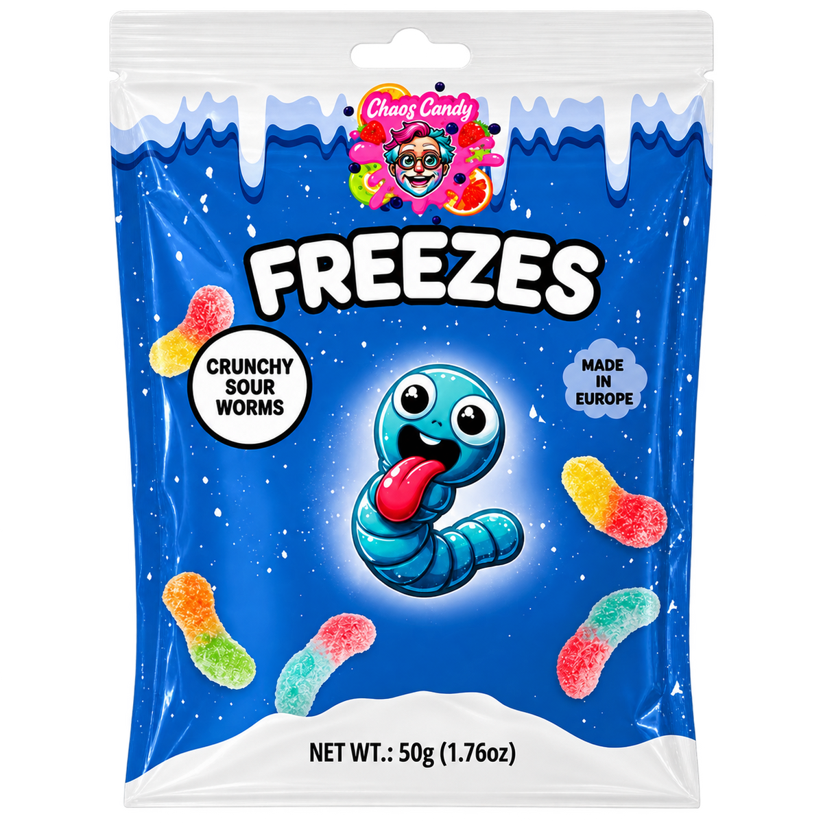 CHAOS CANDY FREEZE DRIED SOUR WORMS 50G