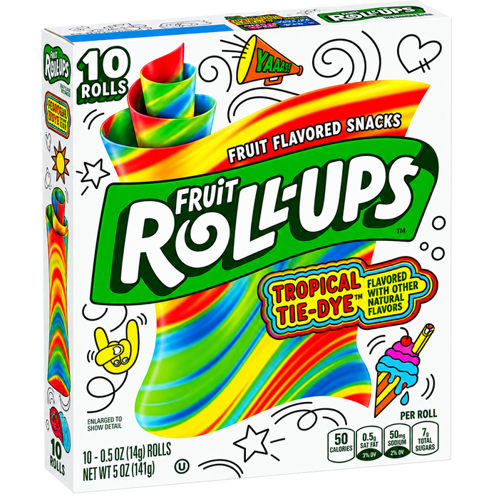 FRUIT ROLL-UPS TROPICAL TIE-DYE USA 141G
