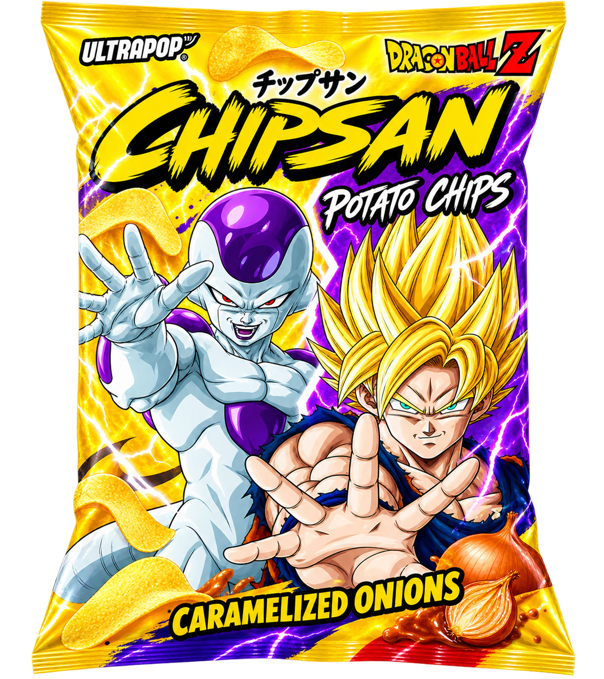 ULTRAPOP CHIPSAN KARTOFFELCHIPS CARAMELIZED ONIONS DRAGON BALL Z 110G
