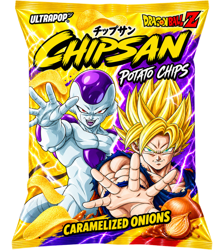 ULTRAPOP CHIPSAN KARTOFFELCHIPS CARAMELIZED ONIONS DRAGON BALL Z 110G