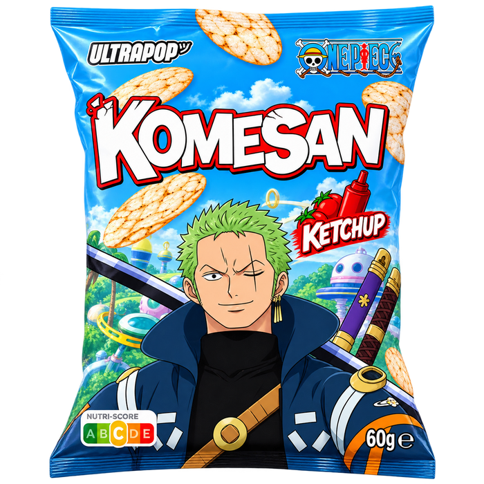 ULTRAPOP KOMESAN BROWN RICE CHIPS KETCHUP ONE PIECE ZORO 60G